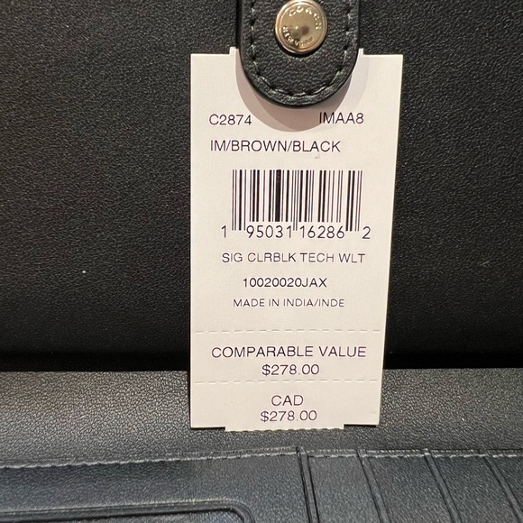 NWT Coach Signature Brown/Black Technical Wallet - Picture 6 of 6